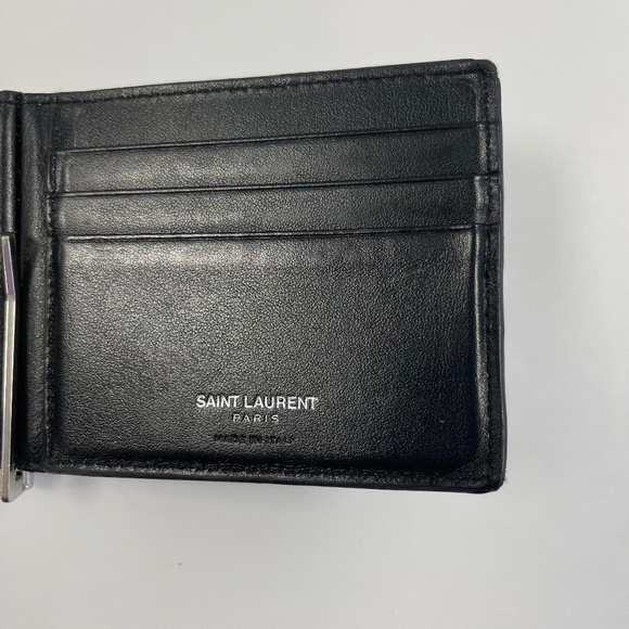Saint Laurent Preowned Black Leather Bi-Fold Card Case Wallet with Money Clip - Picture 4 of 9